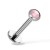 Labret tytanowy srebrny z różową cyrkonią