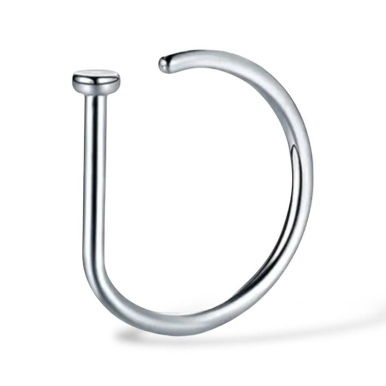 tytanowy D-ring srebrny do nosa