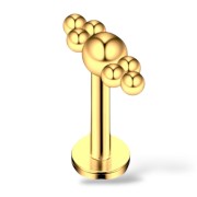 Stalowy labret złoty z kuleczkami