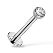 Tytanowy srebrny Labret cyrkonia