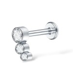 Tytanowy labret z nakrętką 3 cyrkonie