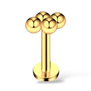 Labret złoty kuleczki romb Stal 316 L