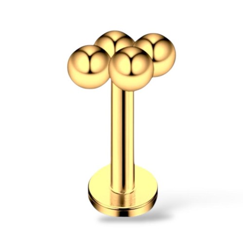 Labret złoty kuleczki romb Stal 316 L