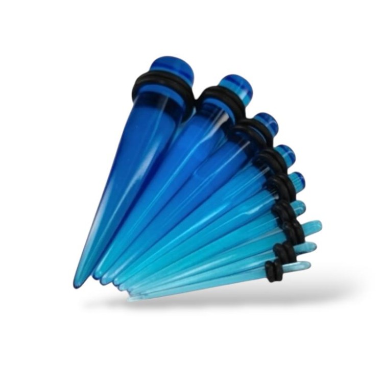 Niebieskie przezroczyste tapery rozpychacz
