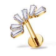 Złoty tytanowy labret z cyrkoniami