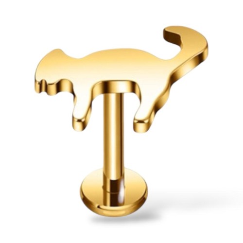 Tytanowy labret w kształcie kota