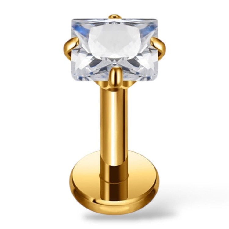 Tytanowy Labret z kwadratową cyrkonią