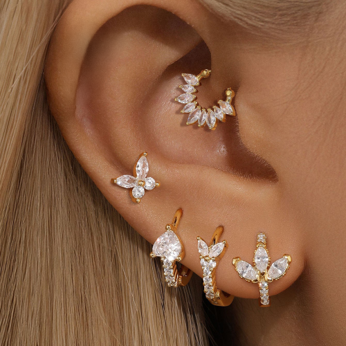 Clicker kolor ZŁOTY z cyrkoniami łezki - SREBRO 925