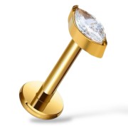 Tytanowy złoty Labret z cyrkonią markiza