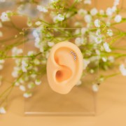 Tytanowy labret z pięcioma cyrkoniami