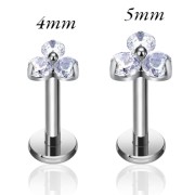 Tytanowy srebrny labret w trójkątny kwiat