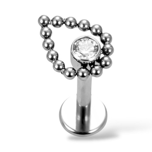 Tytanowy Labret z cyrkonią i kulkami