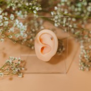 Tytanowy Labret z cyrkonią i kuleczkami