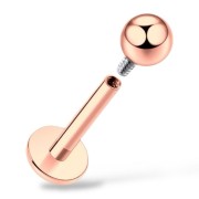 Tytanowy labret różowe złoto z gwintem wewnętrznym