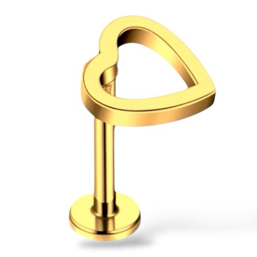 Stalowy złoty Labret srebrny serce