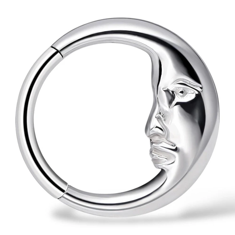 Kolczyk PIERCING księżyc Clicker SREBRNY KÓŁECZKO DAITH Nostril