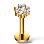 Tytanowy kolczyk kwiatek cyrkonie