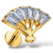 Tytanowy ZŁOTY labret wachlarz