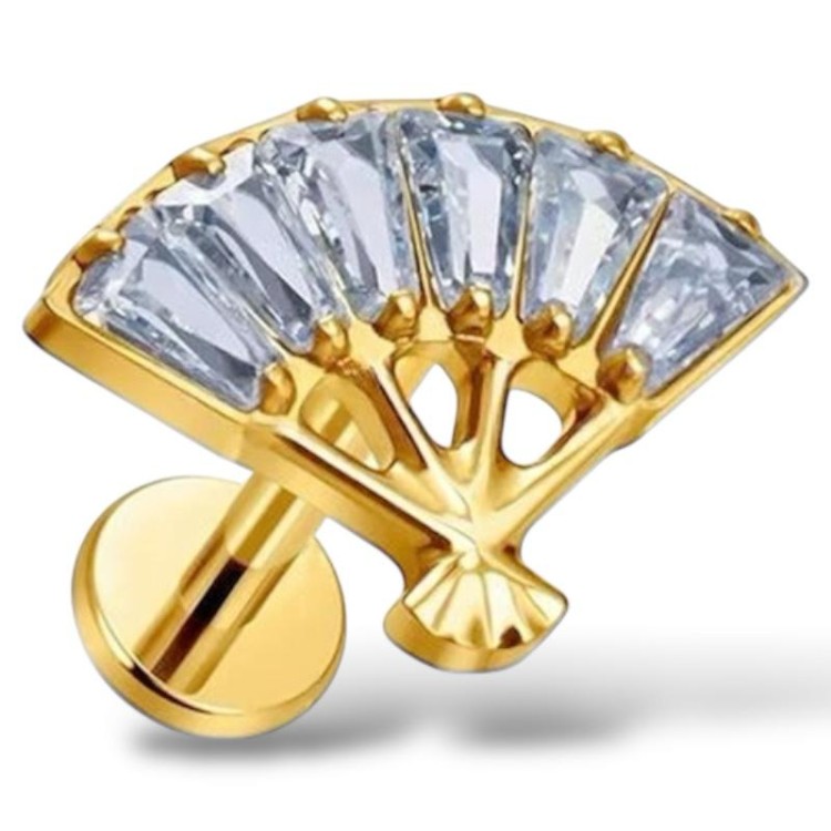 Tytanowy ZŁOTY labret wachlarz