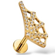 Tytanowy ZŁOTY labret w kształcie pajęczyny