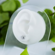 Tytanowy srebrny labret z motylkiem