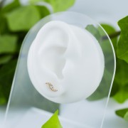 Tytanowy ZŁOTY labret ozdobny w cyrkonie