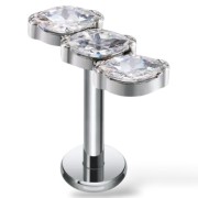 Tytanowy Labret z trzema cyrkoniami w kształcie łezki