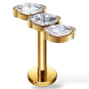 TytanowyLabret z trzema cyrkoniami w kształcie łezki