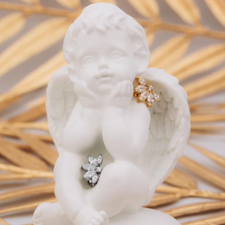 Tytanowy labret w kształcie KWIATU