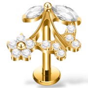 Tytanowy złoty labret kwiat i motyl