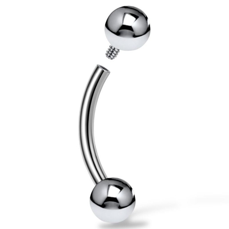 Tytanowy, srebrny banan z gwintem wewnętrznym