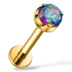 Tytanowy Złoty Labret z Cyrkonią Push Pin