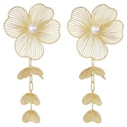 Kolczyki Złote kwiaty o ażurowych płatkach Stal Szlachetna