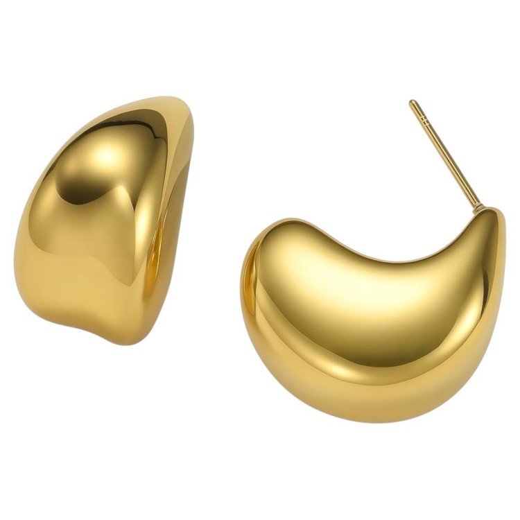 Kolczyki złote wypukłe kropelki ze Stali Szlachetnej
