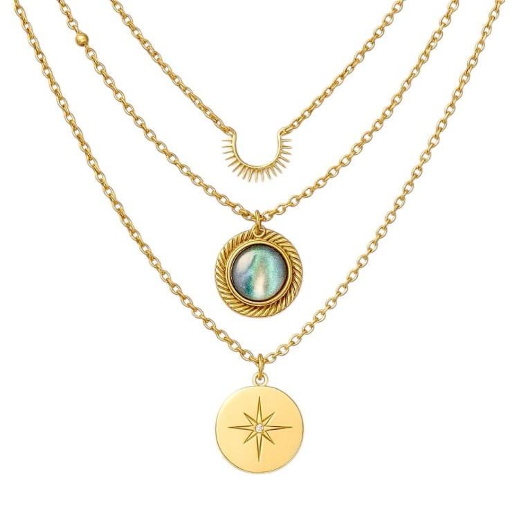 Naszyjnik potrójny wszechświat ze Stali Szlachetnej