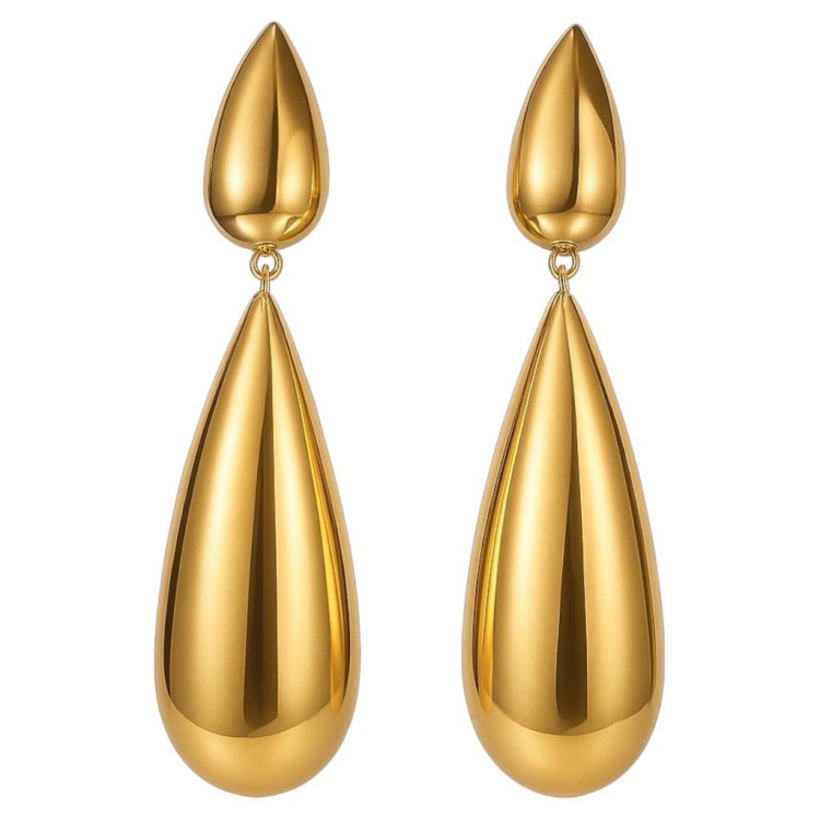 Kolczyki złote zwisające łezki ze Stal Szlachetna