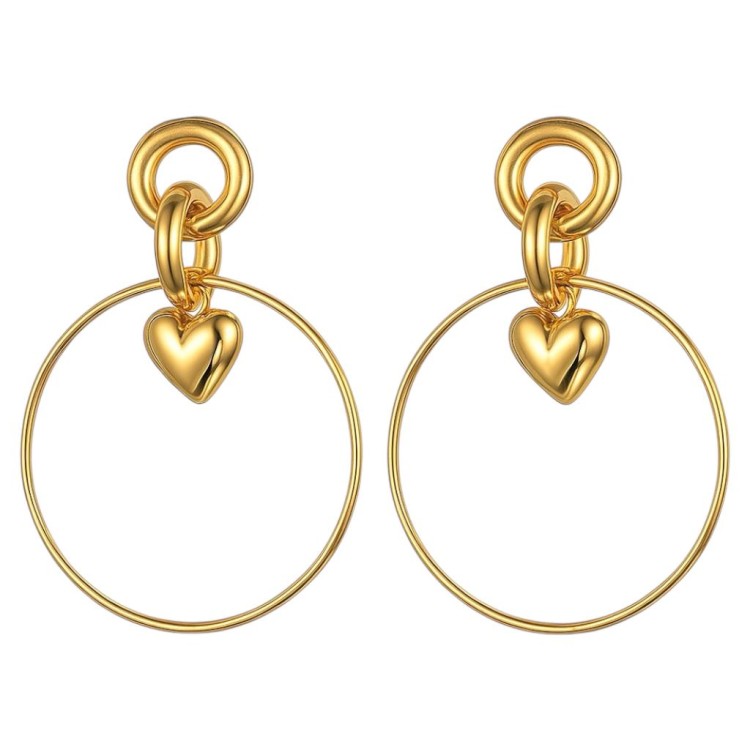 Kolczyki złote koła serduszka