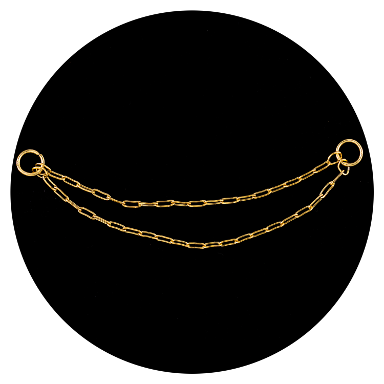 łańcuszek złoty podwójny ozdobny do kolczyków
