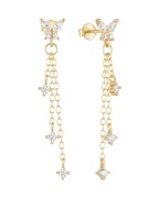 Kolczyk złoty z łańcuszkami i cyrkoniami - SREBRO 925