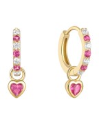 Kolczyk typu clicker złoty z rubionowymi cyrkoniami- SREBRO 925