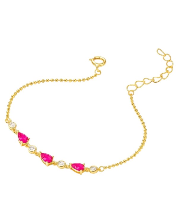 Bransoletka złota z rubinowymi kamieniami - SREBRO 925