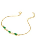 Bransoletka złota z zielonymi cyrkoniami - SREBRO 925