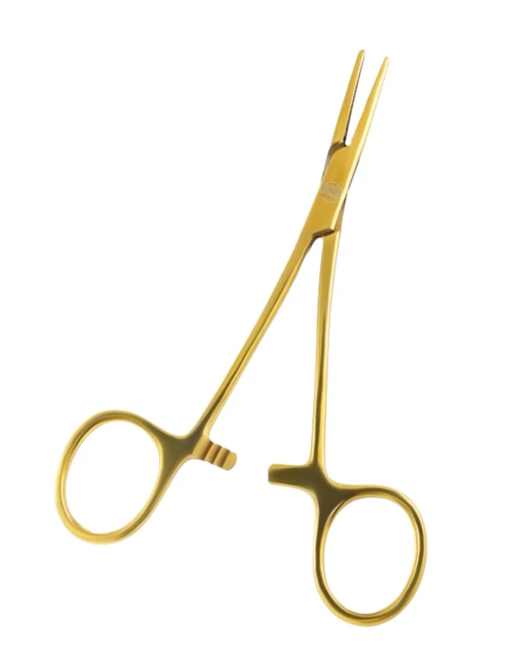 Proste złote szczypce do piercingu 12,5cm
