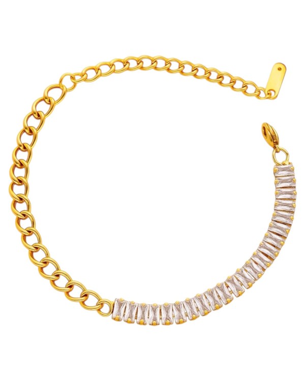 Bransoletka klasyczna złota elegancka z cyrkoniami