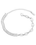 Bransoletka srebrna z cyrkoniami o szlifie baguette