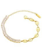 Bransoletka złota z cyrkoniami o szlifie baguette