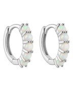 Kolczyki klasyczne clickery z opalem - SREBRO 925