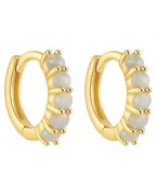 Kolczyki złote klasyczne clickery z opalem - SREBRO 925