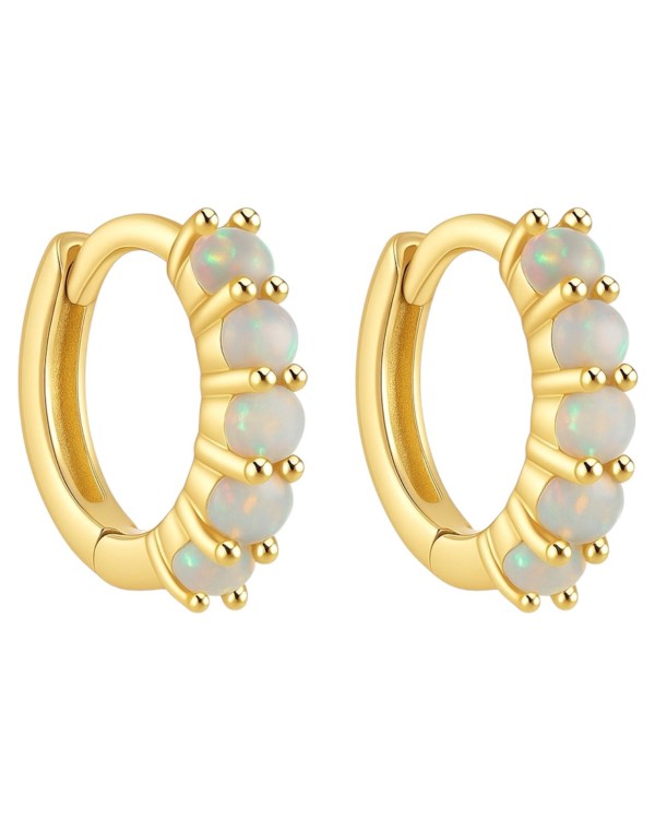 Kolczyki złote klasyczne clickery z opalem - SREBRO 925