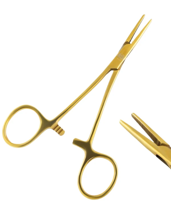 Proste złote szczypce do piercingu 12,5cm